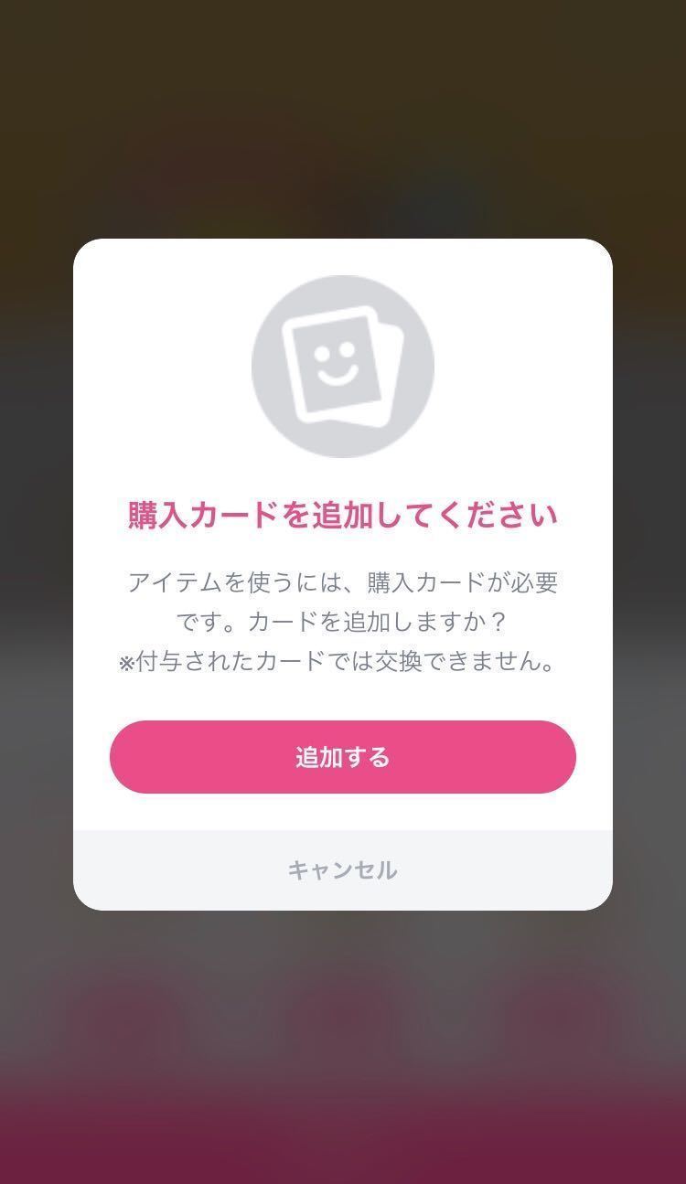 タップル 無料ボーナスで手に入れたカードでの購入は不可
タップル 無料ボーナスで手に入れたカードでの購入は不可