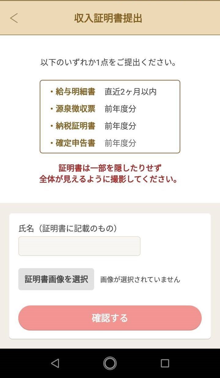 マリッシュ 収入証明で使える書類
マリッシュ 収入証明で使える書類