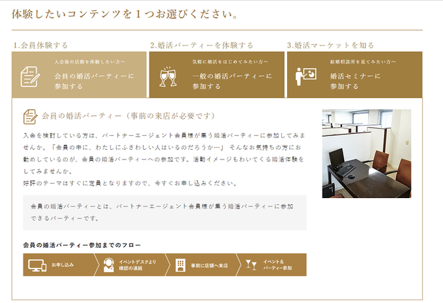 パートナーエージェント パートナーエージェントの会員限定婚活パーティーの特徴5つ
パートナーエージェント パートナーエージェントの会員限定婚活パーティーの特徴5つ