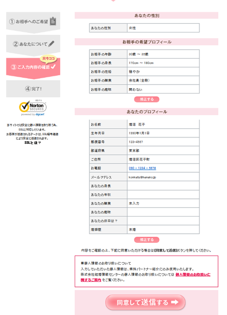 ノッツェ Step3:入力画面項目の最終確認
ノッツェ Step3:入力画面項目の最終確認