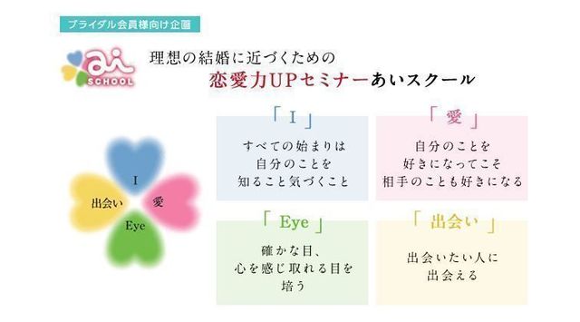 ブライダル 恋愛力UPセミナー「あいスクール」 ブライダル 恋愛力UPセミナー「あいスクール」