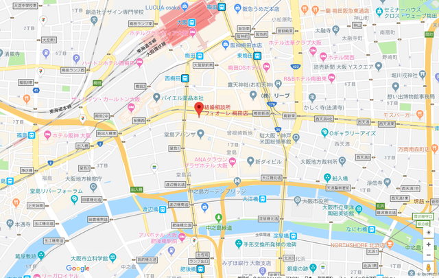 関西ブライダル フィオーレ梅田店へのアクセス地図 関西ブライダル フィオーレ梅田店へのアクセス地図