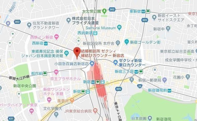 婚活のコツ ゼクシィ縁結びカウンター新宿店へのアクセス地図
婚活のコツ ゼクシィ縁結びカウンター新宿店へのアクセス地図