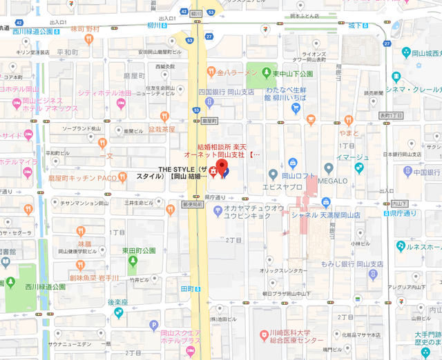 結婚相談所 楽天オーネット岡山支店へのアクセス地図 結婚相談所 楽天オーネット岡山支店へのアクセス地図