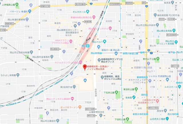 結婚相談所 ノッツェ岡山支社へのアクセス地図 結婚相談所 ノッツェ岡山支社へのアクセス地図