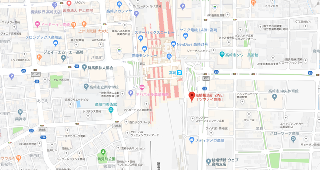 婚活のコツ ツヴァイ高崎支店へのアクセス地図
婚活のコツ ツヴァイ高崎支店へのアクセス地図
