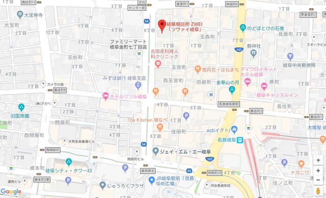 結婚相談所の基礎知識とコツ ツヴァイ岐阜へのアクセス地図
結婚相談所の基礎知識とコツ ツヴァイ岐阜へのアクセス地図