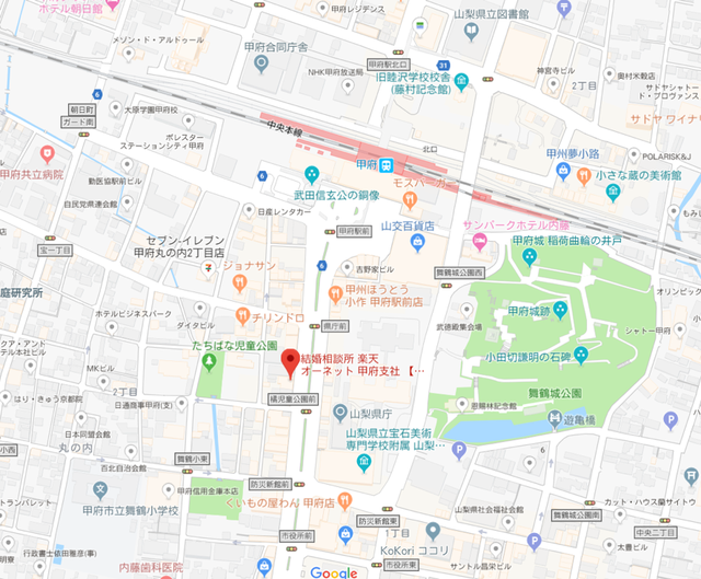 結婚相談所 楽天オーネット甲府支社のアクセス地図
結婚相談所 楽天オーネット甲府支社のアクセス地図