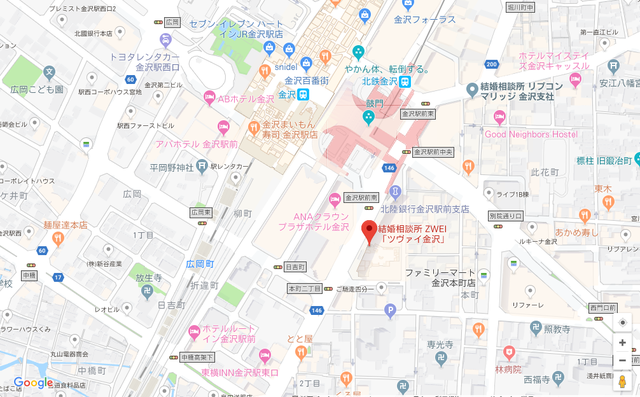 婚活恋活アプリ ツヴァイ金沢のアクセス地図 婚活恋活アプリ ツヴァイ金沢のアクセス地図
