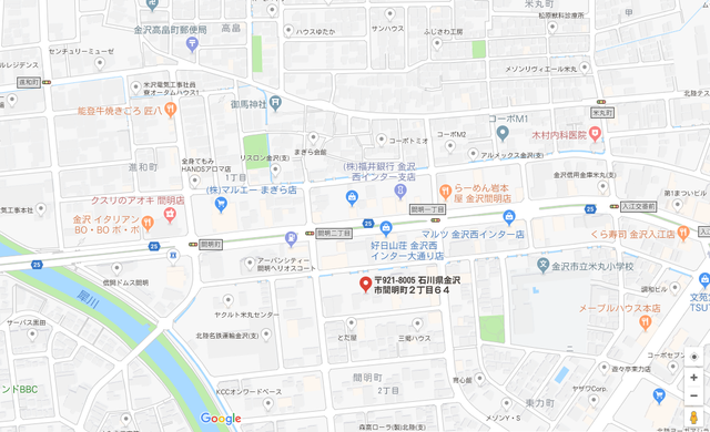婚活恋活アプリ マリッジプランニング金沢のアクセス地図
婚活恋活アプリ マリッジプランニング金沢のアクセス地図